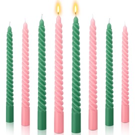 Conelist 8 Pack 9.8'' Pink and Green Birthday Candles Decor Princess and Witch Spiral Taper Candles Table Decorations for Birthday Favors(Pink, Green)