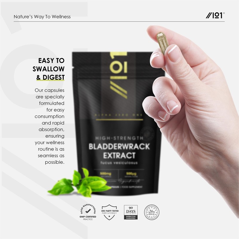 Bladderwrack Extract 500mg - High Strength 500μg Iodine - 90