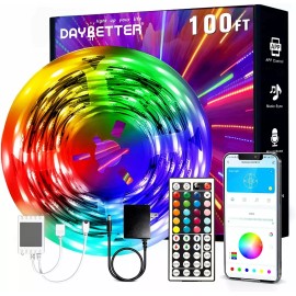 DAYBETTER 100Ft LED Strip Lights, Smart Light with App Remote Control, RGB LED Lights for