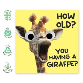 Central 23 Birthday Greeting Card - 'HAVING A GIRAFFE' - Perfect for Celebrating with a Fun, Giraffe-Themed Twist - Ideal for Adding a Touch of Humor and Joy to Any Birthday - Comes With Stickers