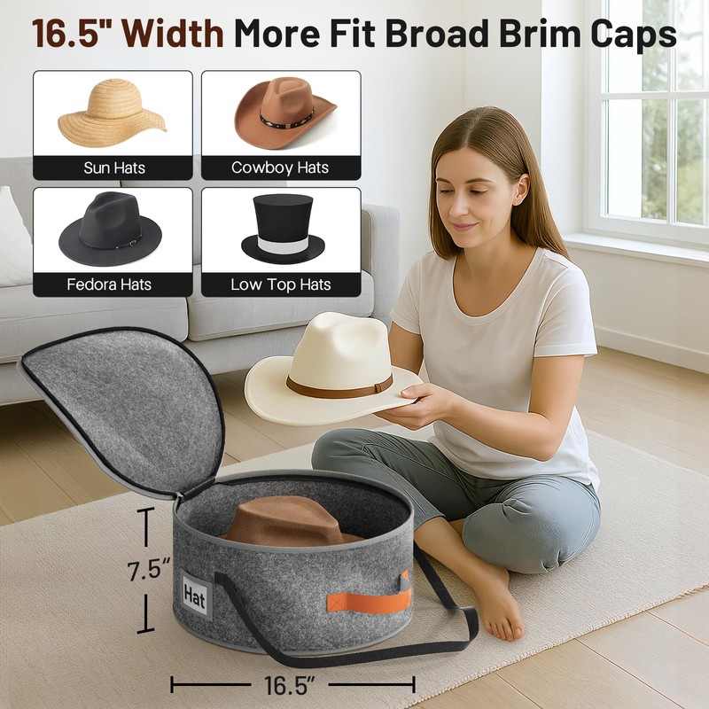 SLEEPING LAMB Cowboy Hat Box for Travel and Storage, Collapsible