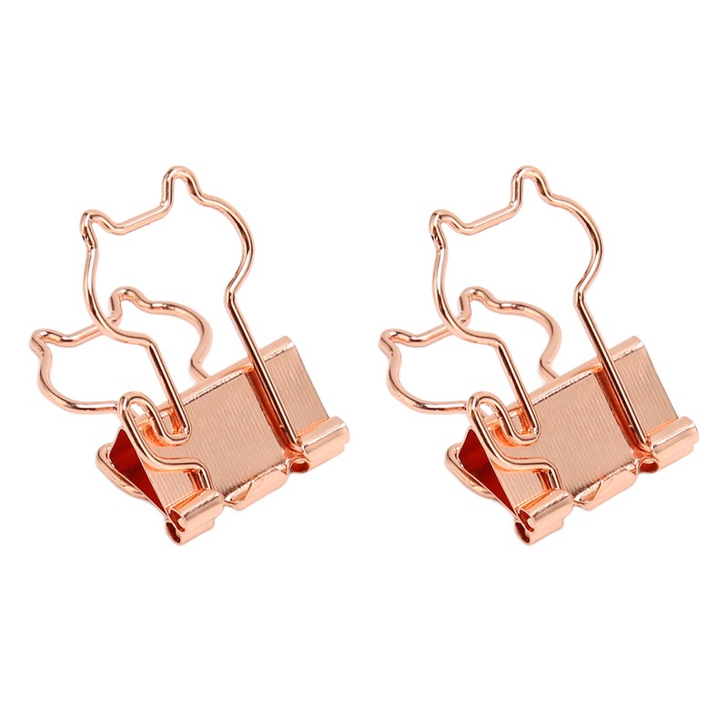100 Pcs Binder Clips Metal Hollow Cat Shape Rose Gold