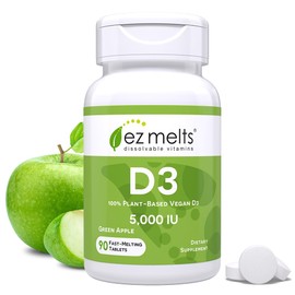 EZ Melts Dissolvable Vitamin D3 5,000 IU, Sugar-Free, 3-Month Supply