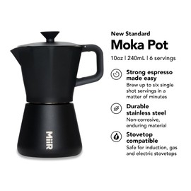 MiiR New Standard Moka Pot, 10oz - Durable Coffee Maker for Rich Espresso Strength Brew