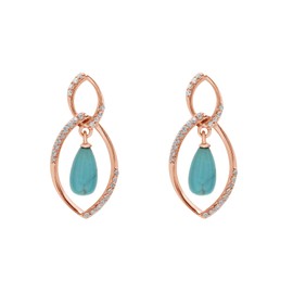 Love Knot Drop Turquoise Gemstone Dangle Celtic Western Jewelry Earrings For Women 925 Sterling Silver Rose Gold Plated