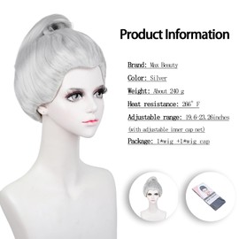 Max Beauty Adult Women's Fairy Godmother Light Grey wig for Cosplay Synthetic Wig Cap