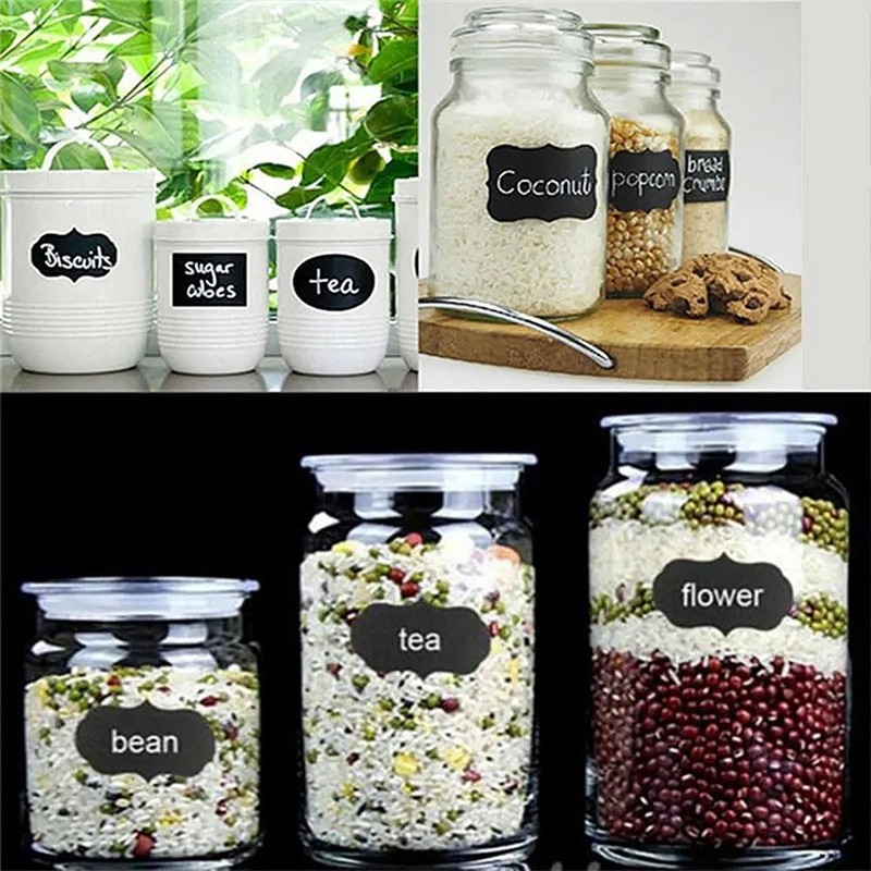 32 Waterproof Chalkboard Labels Reusable Blackboard Stickers Kit to Decorate