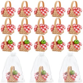 INTERWARM 24Sets Mini Woven Baskets with Handles Bulk, Mini Picnic Baskets