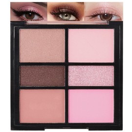 WanTuoluo 6-Color Pink Champange Brown Matte & Shimmer Eyeshadow Palette with Mirror – Highly Pigmented, Long-Lasting Eye Makeup for Artists & Creative Looks (01#