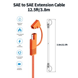 Tonton 12.5FT SAE to SAE Extension Cable 2-Pack, 16AWG Heavy Duty Quick Disconnect Connector with SAE Polarity Reverse Adapter for Automotive, Solar Panel, Battery Charger, and RV Charger