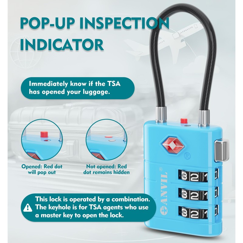 ANVIL TSA Approved Luggage Locks – High Security TSA008 Combination