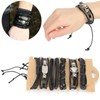 2Sets Adjustable Braided Bracelet Metal Inlaid Wristband Retro Style Cuff