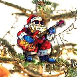 Funny Christmas Ornaments, Rockin' Santa Plays Guitar, Naughty Ugly Christmas Ornaments Acrylic, Funny Christmas Ornament 2024, Unique Christmas Ornaments, Inappropriate Gifts, Dirty Santa Ornaments.