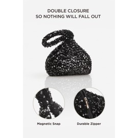 BABEYOND Women's Clutch Evening Bags Vintage Sequin Glitter Triangle Purse for 1920s Party Prom Wedding, Black3, One Size