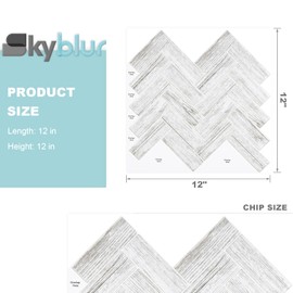 Skyblur Wood Grain Herringbone 3D Peel and Stick Backsplash Tile Backsplash for Kitchen Wall Stick on Backsplash Tiles for Bathroom Wall Tiles Peel and Stick Waterproof 12"x12"