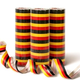 6 Rollen Luftschlangen Deutschland – Schwarz Rot Gold – Deko für Fußball 2026 & Fanartikel – Partydekoration für Public Viewing, Gartenparty & Fußball-Events