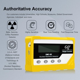 GQ GMC-SE Geiger Counter Radiation Detector Beta Gamma X-ray Portable Radiation Monitor Meter Digital Nuclear Radiation Dosimeter, Automatic Data Recording Device, Drop-Proof Silicone Case (Yellow)