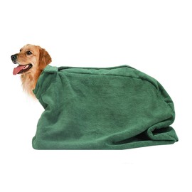 Geyecete Premium Microfiber dog towel bag Dog Drying Bag with Loop Neck Strap,dog bag towel for Large,Medium,Small Dogs-Green-S