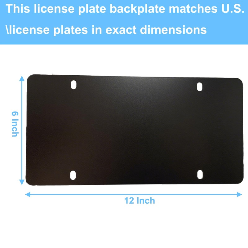 12"x6" Backing Reinforce Black Painted Stainless Steel License Plate -