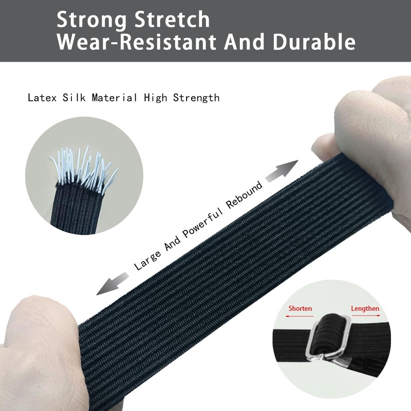 4Pcs Adjustable Bungee Cords with Hooks, 2m/6.6ft Long Bungee Straps