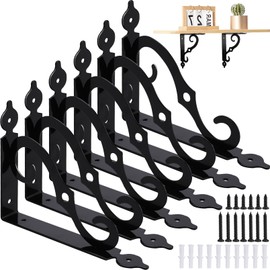 EOGRFW Pack of 6 Shelf Brackets Black Metal