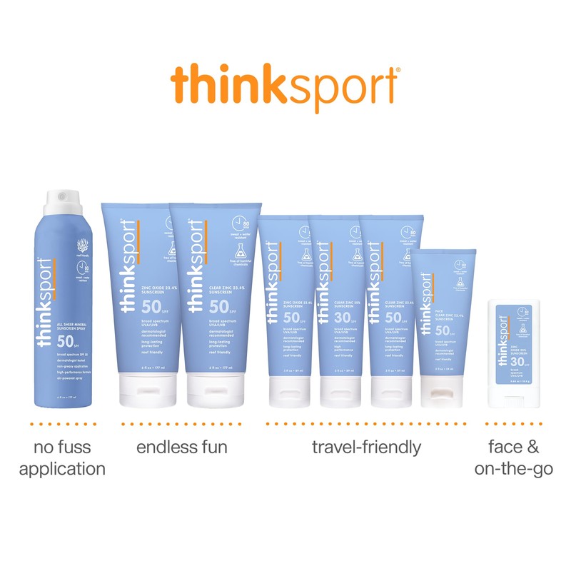 Thinksport SPF 50+ Mineral Sunscreen – Safe, Natural Sunblock for