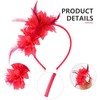 MWOOT Feather Headband, Artificial Flower Feathered Headpiece, Rose Red Roaring