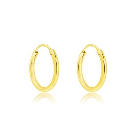 DTPsilver® 925 Sterling Silver Yellow Gold Plated Hoop Earrings - Small/Medium/Large - Thickness 2 mm - Diameter: 10, 12, 14, 16, 18, 20, 25, 30, 35, 40, 50, 60, 70, 80 mm, Yellow Gold Sterling Silver