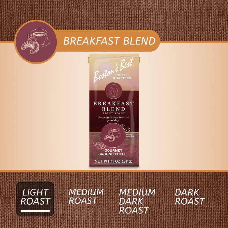 Boston’s Best Coffee - Smooth Light-Roast Breakfast Blend Gourmet Premium