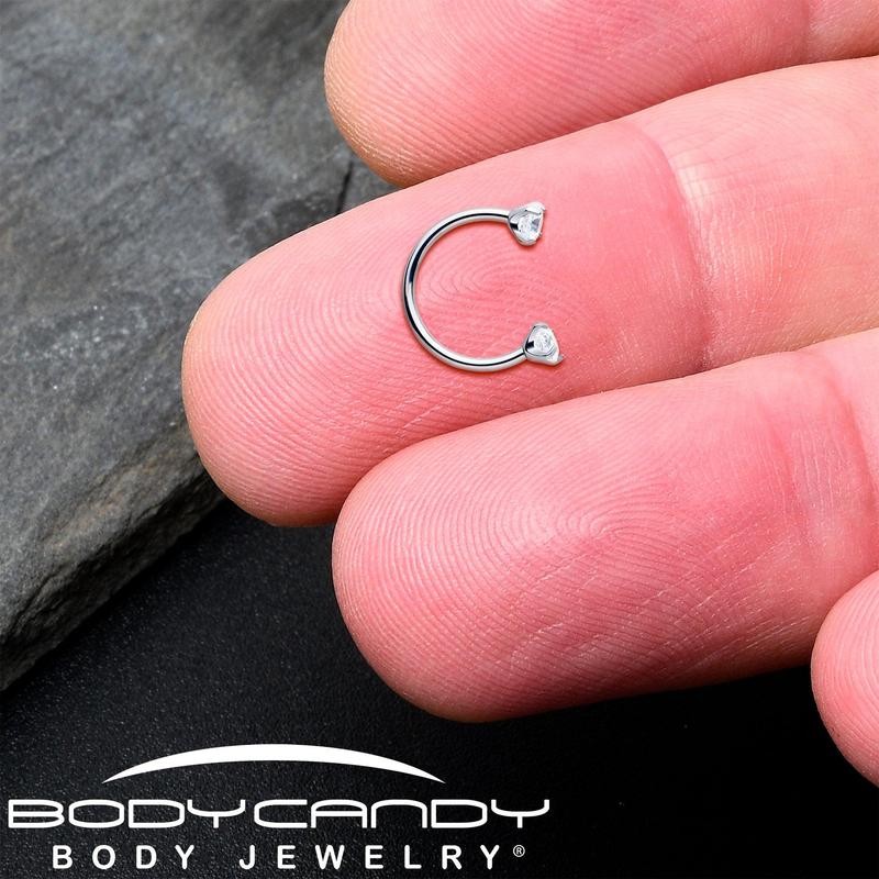 BODY CANDY BODY JEWELRY Double Gem Titanium Horseshoe Nose Ring