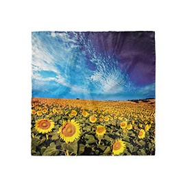 Ambesonne Floral Head Scarf, Sunflower Garden Nature, Hair Wrap, 21" X 21"