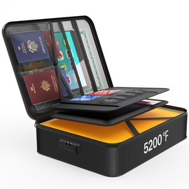 Noiposi Document Organizer with 5200℉ Heat Insulated, 16.1"x11.4"x4.3" Waterproof and Fireproof Document Box with Lock, Home Strong Fireproof Safe Storage Box for Legal Size Documents and File