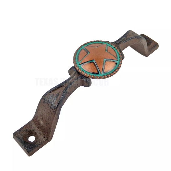 Handmade Rustic Turquoise Solid Copper Star Concho Door Handle Cast