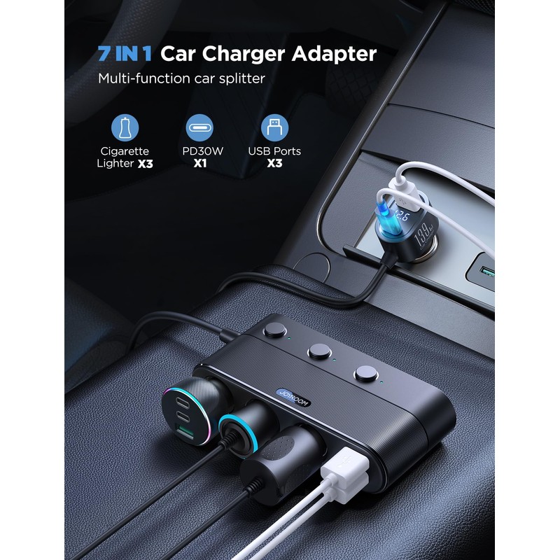 [2025 Upgraded] 7 in 1 Cigarette Lighter Adapter, JOYROOM 179W