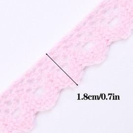 30Yards Lace Ribbon 0.7Inch Wide Multi-Colored Lace Edge Trim for Sewing,Crochet Lace for Craft,Costume or Jewelry and Sewing (Pink)