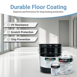 RUST BULLET DuraGrade Concrete - White - 1 Gallon - High-Performance, Easy-To-Apply Concrete Paint for Garages, Basements, Porches & Patios, No Etching Needed