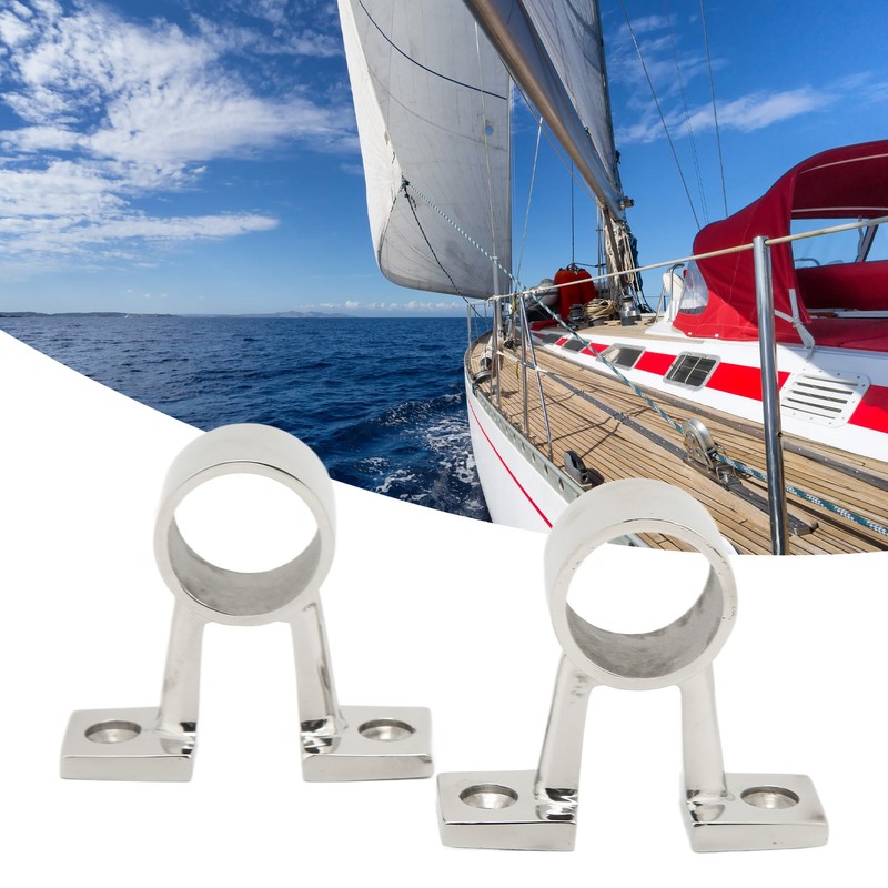 2Pcs Marine Boat Hand Rail Fitting Center Support Bracket Stanchion