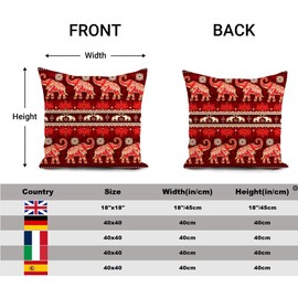 HUASHUZI Cushion Cover 40 x 40 cm Elephant Oriental Indian Decorative Cushion Red Burgundy Gifts for Sofa Cushion Covers Decorative Cushion Cover Sofa Bedroom Living Room