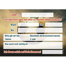 JuNa-Experten 10 Invitation Cards Children's Birthday Boys Football Birthday Boys Birthday Invitations Birthday Party Card Set