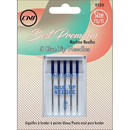 Clover Best Premium Machine Needles Blue Tip Embroidery, 5 Piece