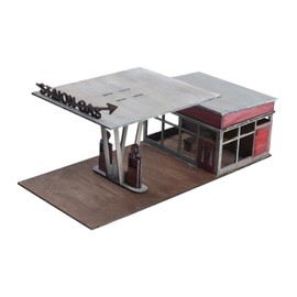 MagiDeal 1/64 1/72 Scale Gas Station Model Building Collection Ornaments Layout Scenery DIY Assembly for Diorama Layout Model Railway