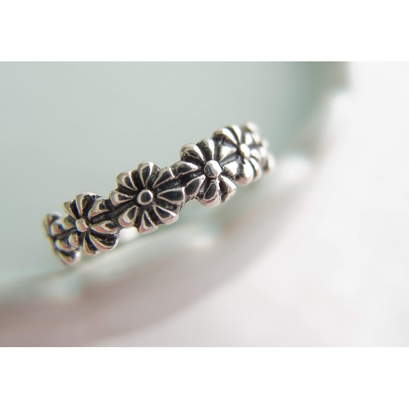 Sterling Silver Daisy Chain Ring, Flower Ring, I Pick You