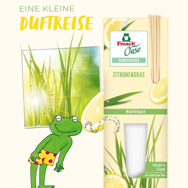 Frosch Oase Raumerfrischer Zitronengrasfrische Nachfüllpack, 2er Pack (2 x 90