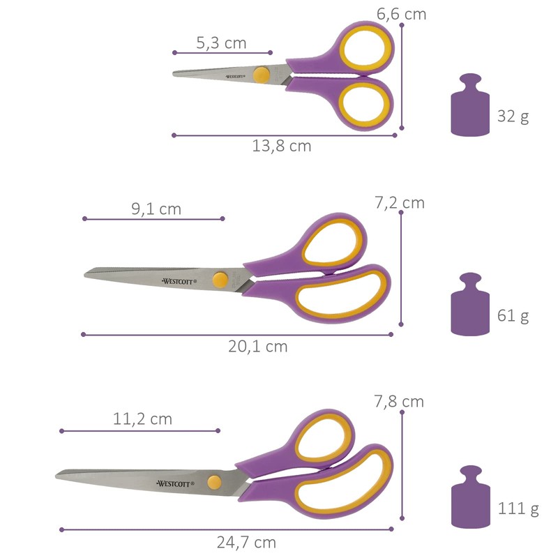 Westcott Easy Grip Scissors 3 Pieces Cassis | Set of