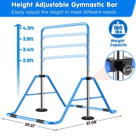 Slsy Adjustable Gymnastic Bar Gymnastics Horizontal Bar Gymnastics Kip Bar for Kids - Blue
