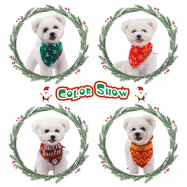 DeerBAO Christmas Dog Bandanas 4 Pack, Christmas Tree and Santa Claus Dog Scarf,Dog Bandana for boy and Girl,Premium Durable Fabric,Adjustable Fit,Unique Shape,Provide Various Sizes (Large)