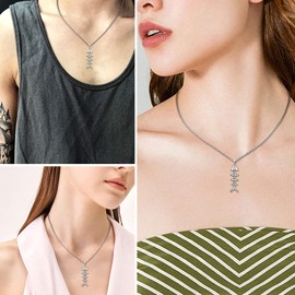 Cute Fish Bone Skeleton Necklace Charm 925 Sterling Silver Fishbone Choker for Women Girls Hobo Necklace Hawaii Fishing Statement Necklace Fashion Jewelry Gift for Christmas Day Birthday Gift FP0189W