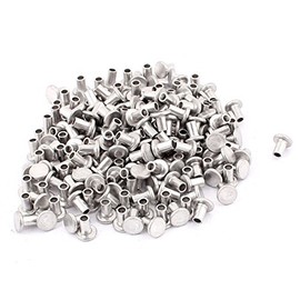 200 Pcs M4 x 6mm Aluminum Flat Head Semi-Tubular Rivets Silver Tone