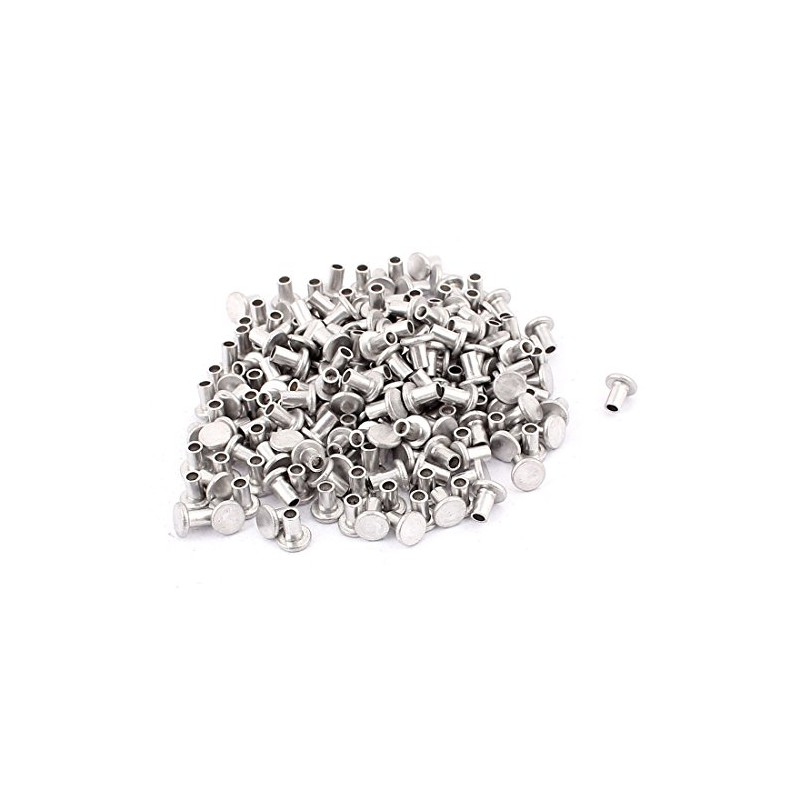 200 Pcs M4 x 6mm Aluminum Flat Head Semi-Tubular Rivets