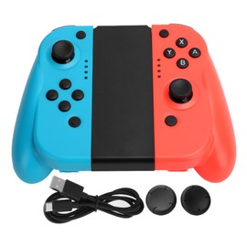 1 Pair Left Right Bluetooth Game Console Gamepad Red Blue Wireless Game Controllers(Red Blue )